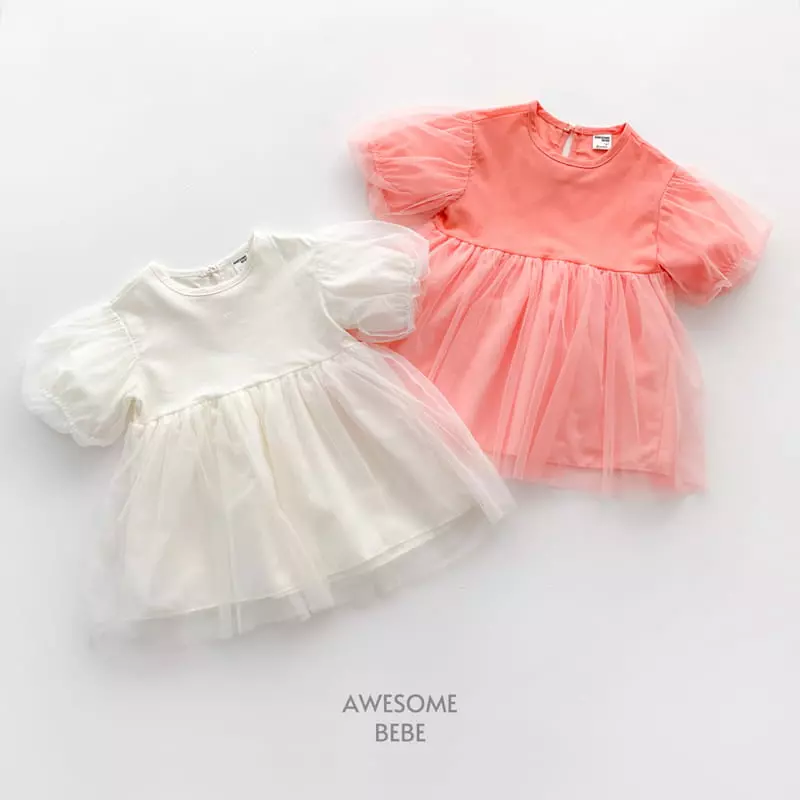 Awesome Bebe - Korean Children Fashion - #childrensboutique - Mesh Sleeves One-piece - 4