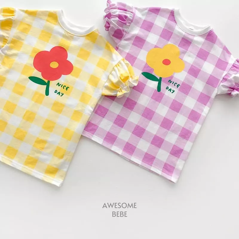 Awesome Bebe - Korean Children Fashion - #designkidswear - Flower Check One-piece - 5