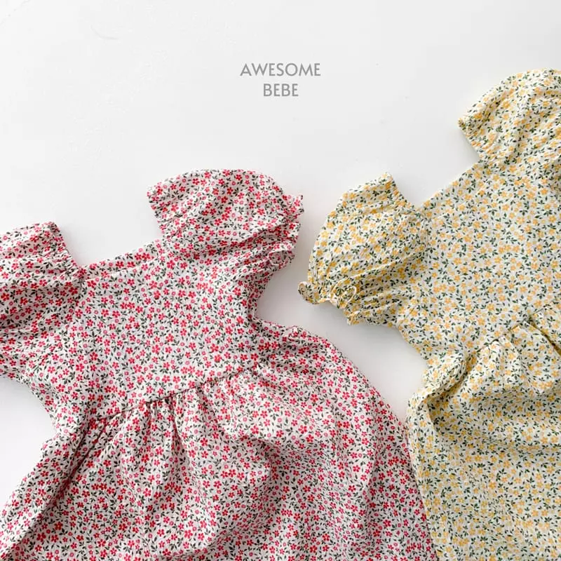 Awesome Bebe - Korean Children Fashion - #discoveringself - Square Small Flower One-piece - 8