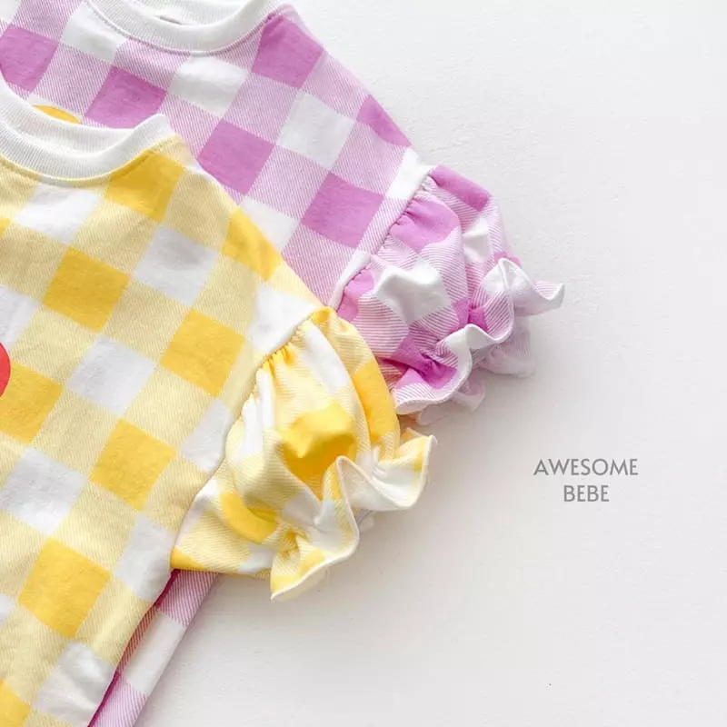Awesome Bebe - Korean Children Fashion - #discoveringself - Flower Check One-piece - 6
