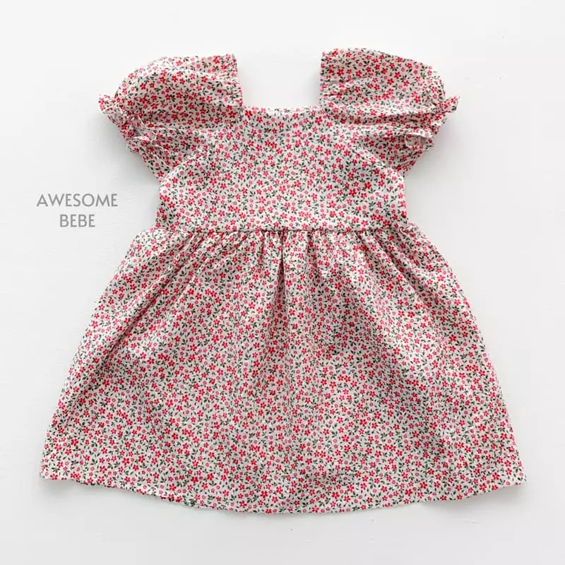 Awesome Bebe - Korean Children Fashion - #fashionkids - Square Small Flower One-piece - 9