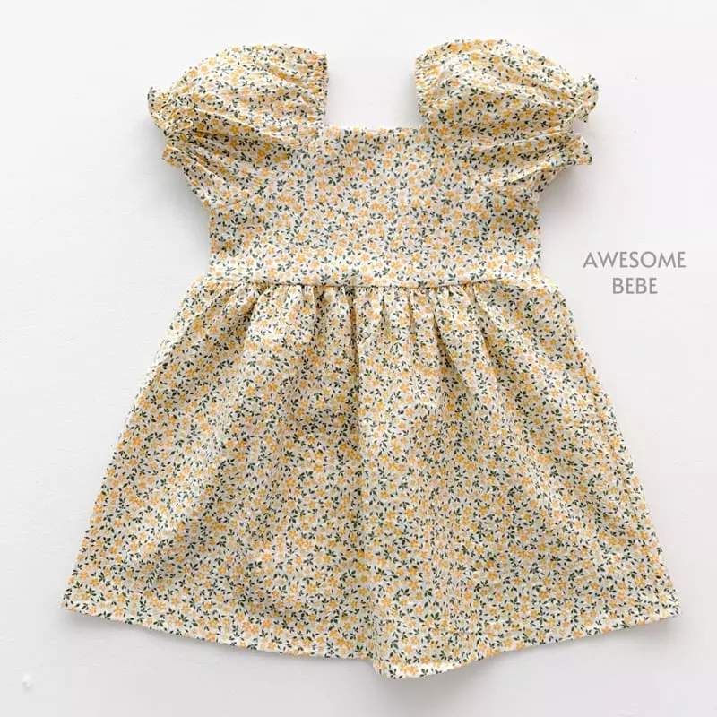 Awesome Bebe - Korean Children Fashion - #kidsshorts - Square Small Flower One-piece - 10