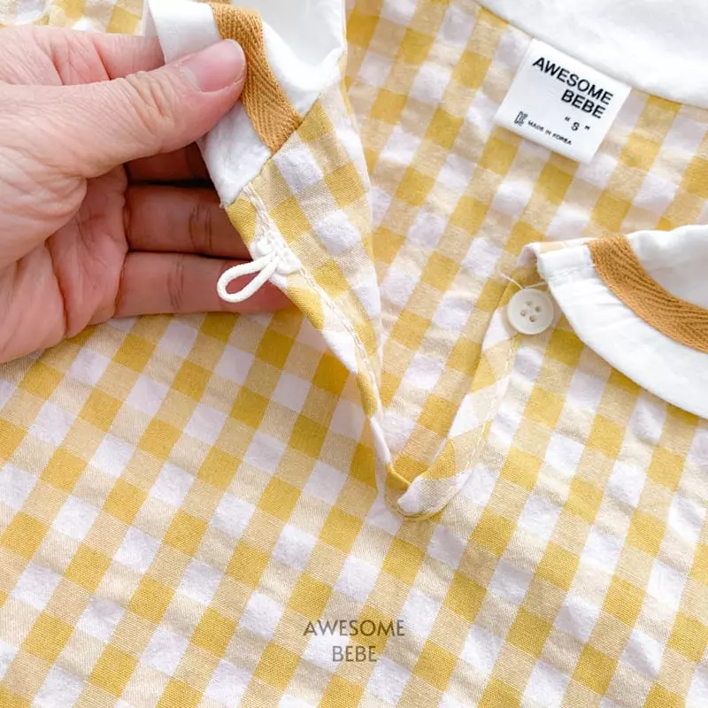 Awesome Bebe - Korean Children Fashion - #kidzfashiontrend - Sailor Check One-piece - 11