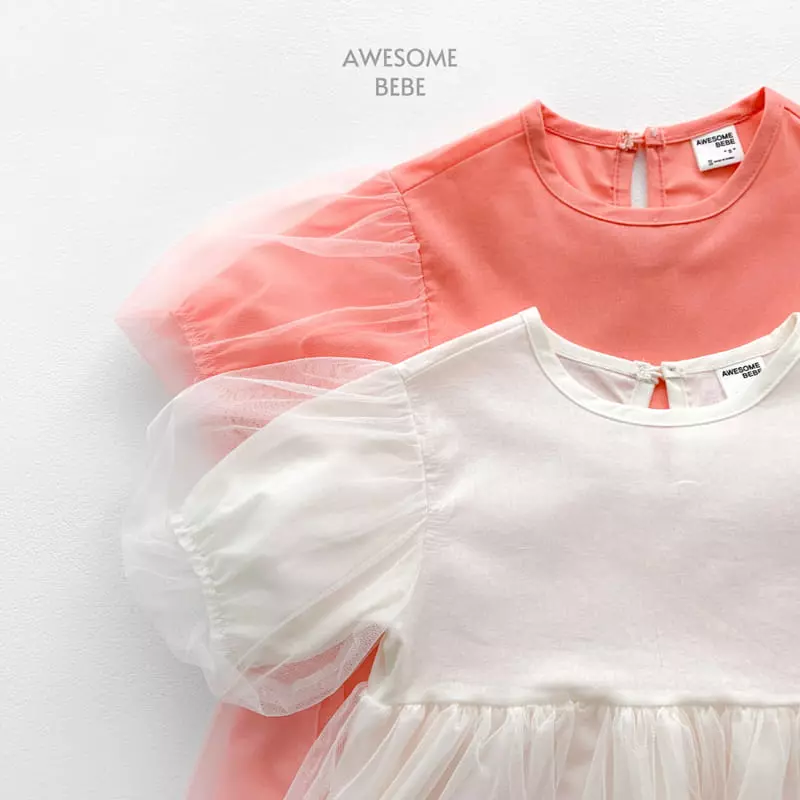 Awesome Bebe - Korean Children Fashion - #kidzfashiontrend - Mesh Sleeves One-piece - 9