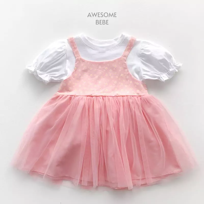 Awesome Bebe - Korean Children Fashion - #littlefashionista - Flower Dungarees One-piece - 12