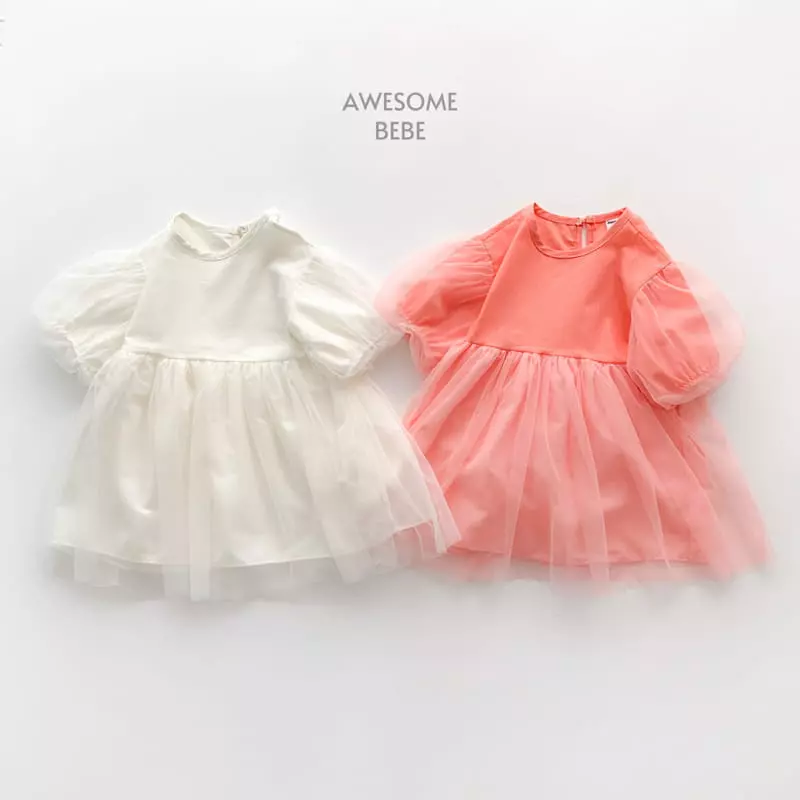 Awesome Bebe - Korean Children Fashion - #magicofchildhood - Mesh Sleeves One-piece - 12