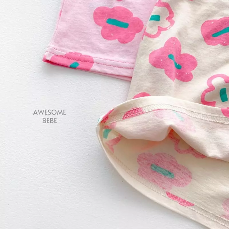 Awesome Bebe - Korean Children Fashion - #magicofchildhood - Pink Flower Short Sleeves Tee - 7