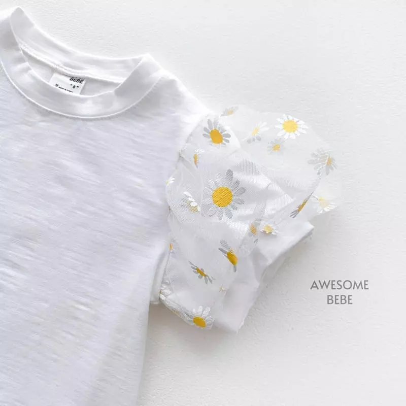 Awesome Bebe - Korean Children Fashion - #magicofchildhood - Mesh Sleeves Short Sleeves Tee - 6