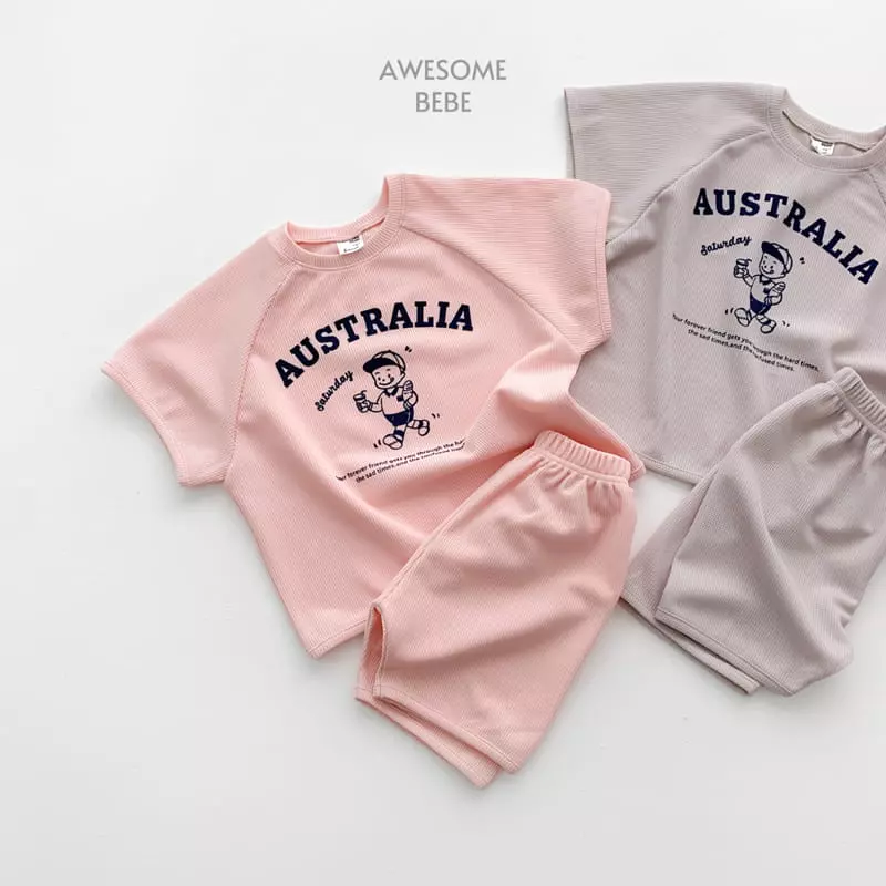 Awesome Bebe - Korean Children Fashion - #minifashionista - Boy Waffle Top Bottom Set - 2