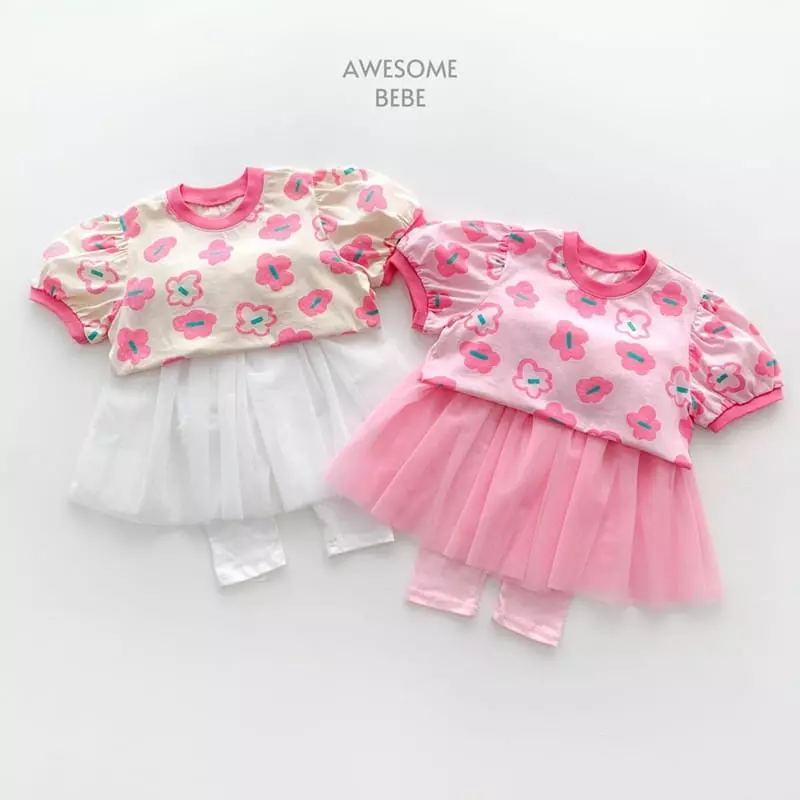 Awesome Bebe - Korean Children Fashion - #minifashionista - Pink Flower Short Sleeves Tee - 8
