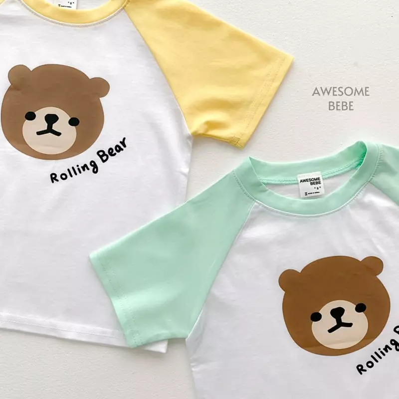 Awesome Bebe - Korean Children Fashion - #minifashionista - Rolling Bear Short Sleeves Tee - 6