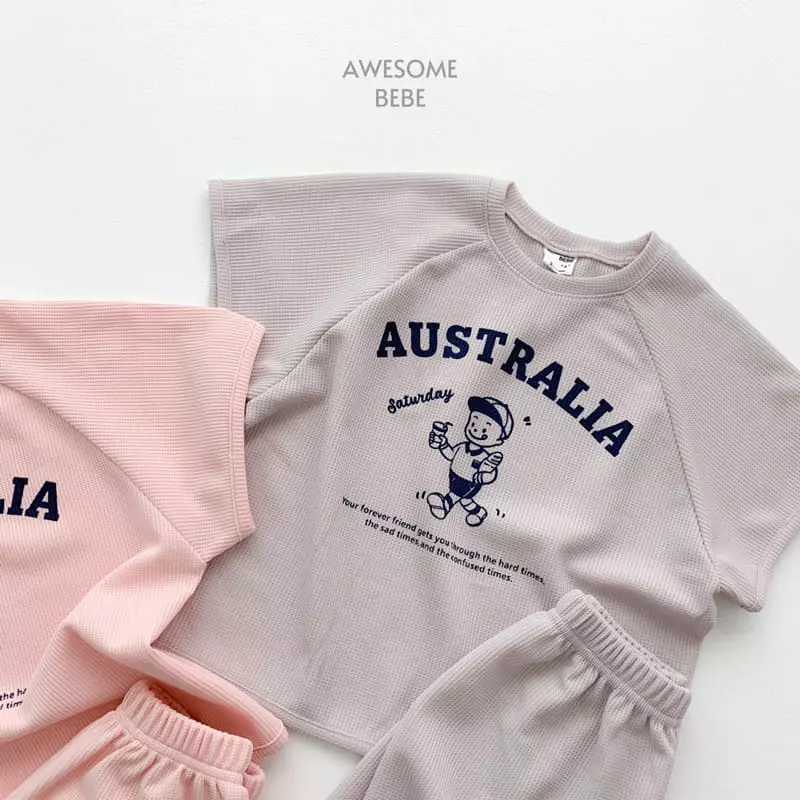 Awesome Bebe - Korean Children Fashion - #prettylittlegirls - Boy Waffle Top Bottom Set - 3