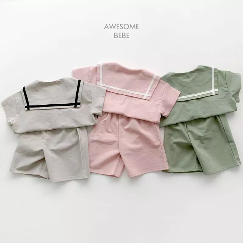 Awesome Bebe - Korean Children Fashion - #prettylittlegirls - Sailor Top Bottom Set - 2