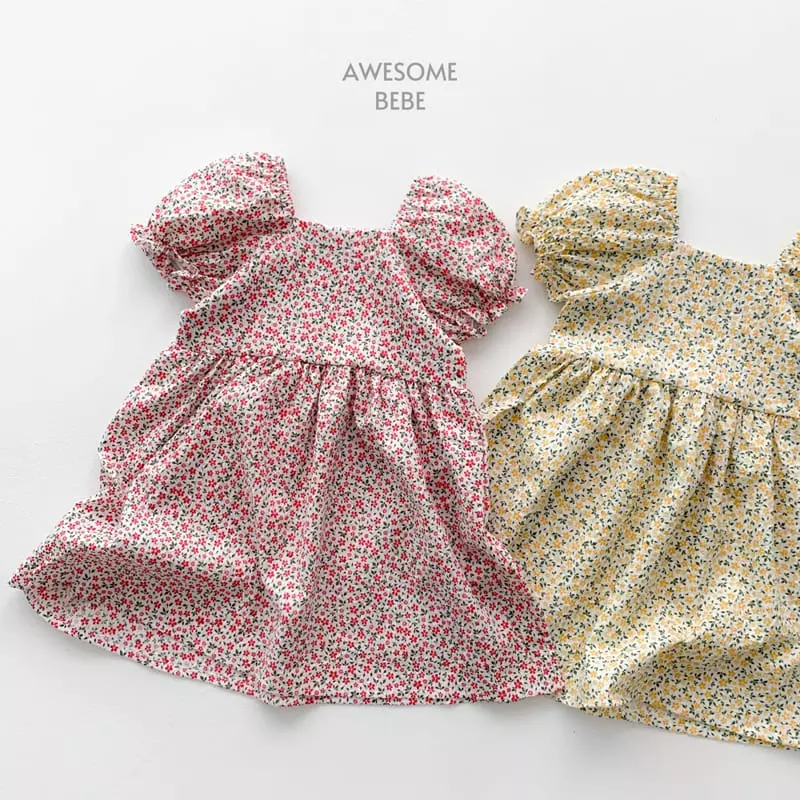 Awesome Bebe - Korean Children Fashion - #prettylittlegirls - Square Small Flower One-piece