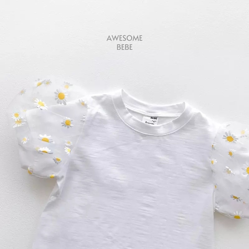 Awesome Bebe - Korean Children Fashion - #prettylittlegirls - Mesh Sleeves Short Sleeves Tee - 8