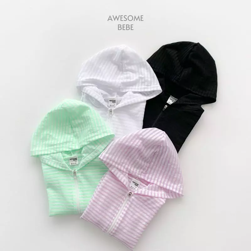 Awesome Bebe - Korean Children Fashion - #stylishchildhood - Stripes Hoody Zip-up - 8
