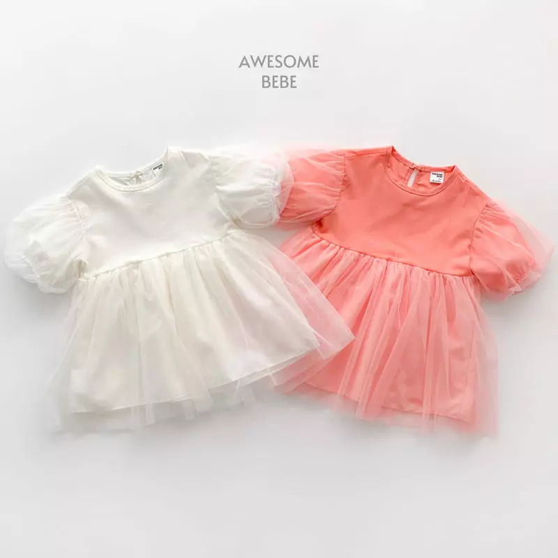 Awesome Bebe - Korean Children Fashion - #stylishchildhood - Mesh Sleeves One-piece