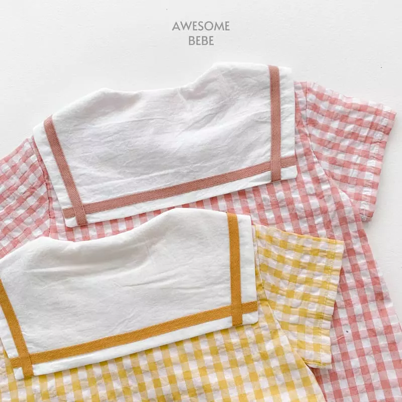 Awesome Bebe - Korean Children Fashion - #todddlerfashion - Sailor Check One-piece