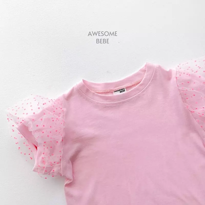 Awesome Bebe - Korean Children Fashion - #todddlerfashion - Mesh Sleeves Short Sleeves Tee - 9