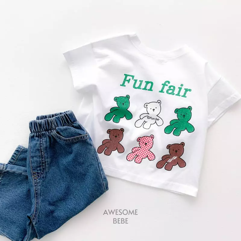Awesome Bebe - Korean Children Fashion - #toddlerclothing - Fun Bear Short Sleeves Tee - 6