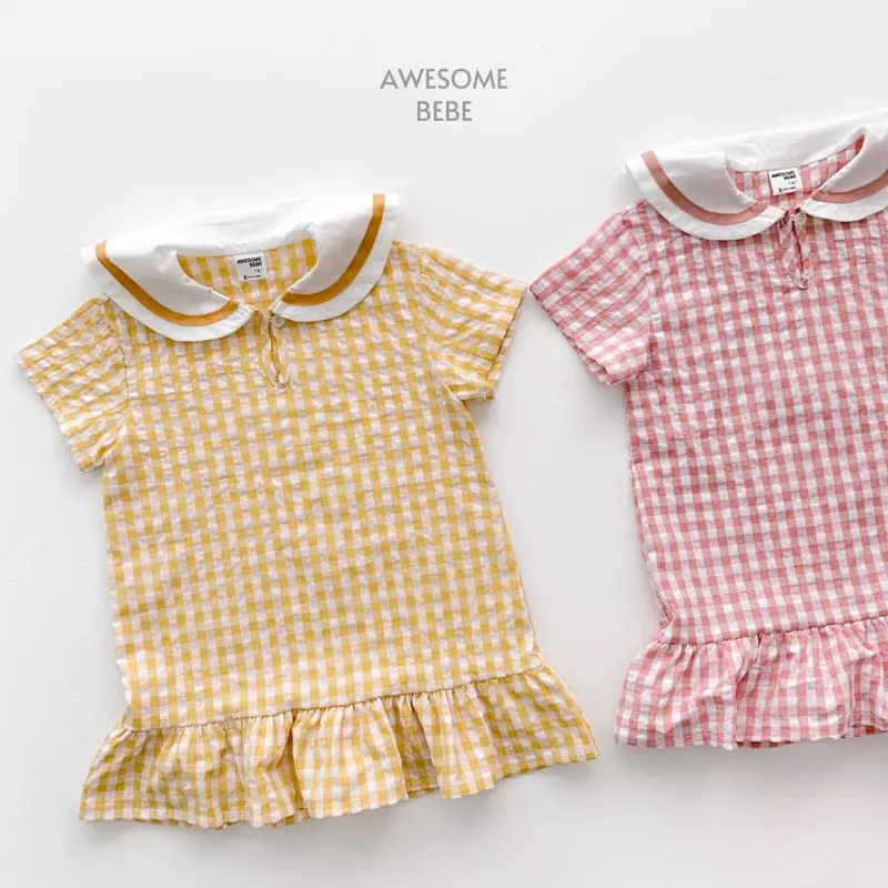 Awesome Bebe - Korean Children Fashion - #toddlerclothing - Sailor Check One-piece - 2