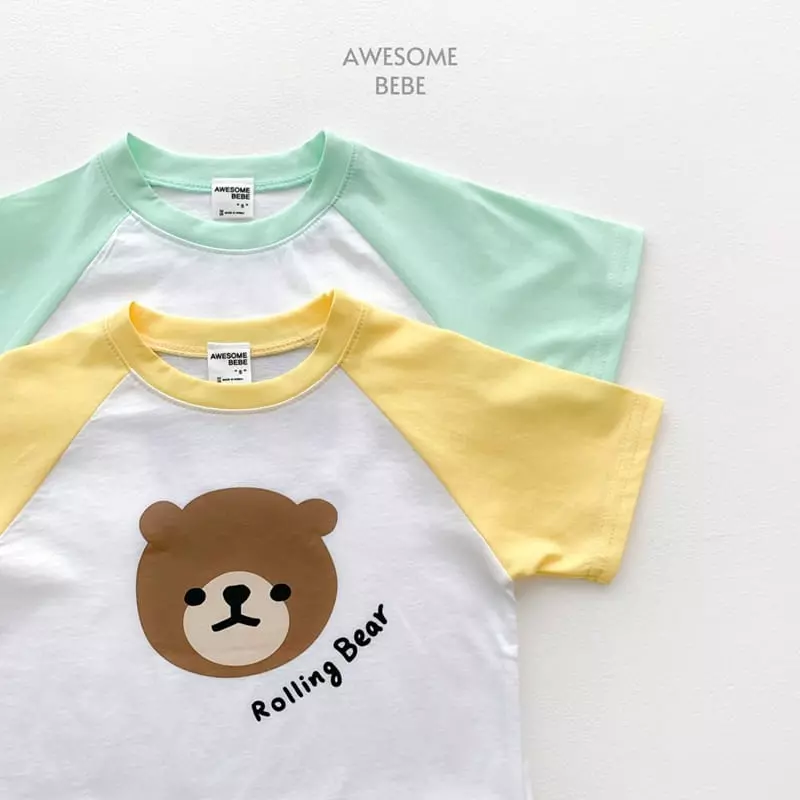 Awesome Bebe - Korean Children Fashion - #toddlerclothing - Rolling Bear Short Sleeves Tee - 9