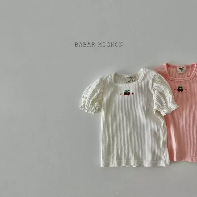 Babar Mignon - Korean Children Fashion - #discoveringself - Cherry Embroidery Tee