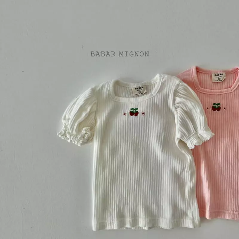 Babar Mignon - Korean Children Fashion - #fashionkids - Cherry Embroidery Tee - 2
