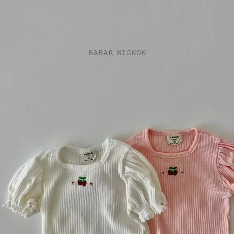 Babar Mignon - Korean Children Fashion - #kidsshorts - Cherry Embroidery Tee - 3