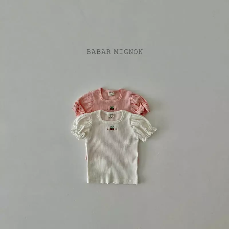 Babar Mignon - Korean Children Fashion - #kidsshorts - Cherry Embroidery Tee - 4
