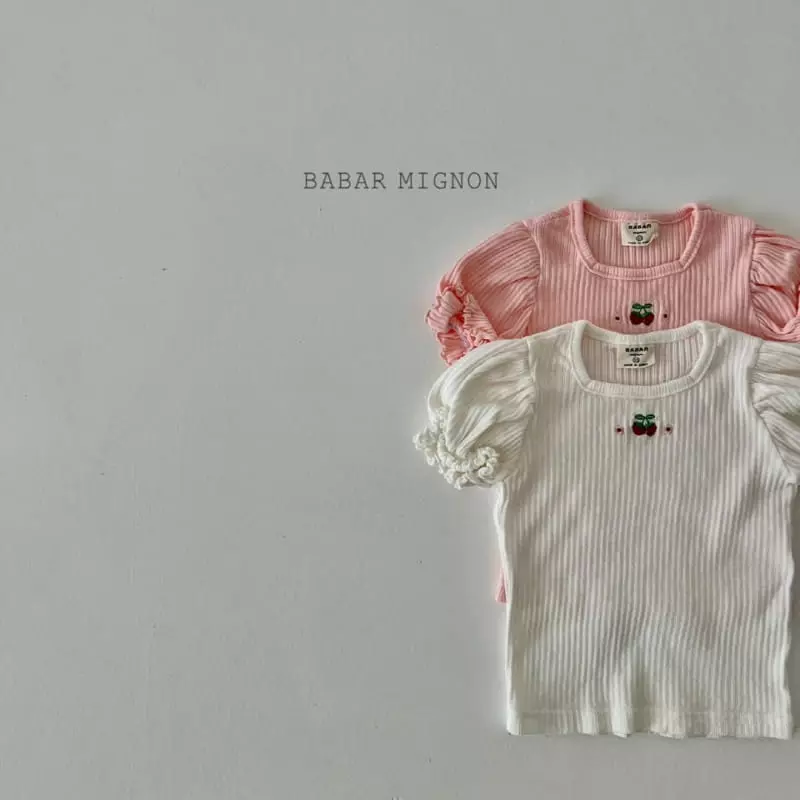 Babar Mignon - Korean Children Fashion - #kidzfashiontrend - Cherry Embroidery Tee - 5