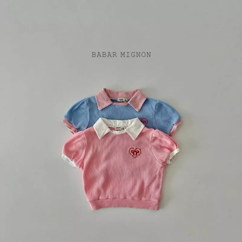 Babar Mignon - Korean Children Fashion - #stylishchildhood - Ribbon Collar Tee - 3