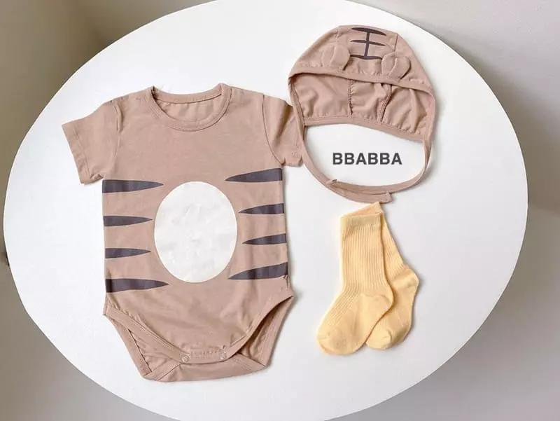 Bbabba - Korean Baby Fashion - #babyfever - Tiger Bodysuit with Bonnet - 2