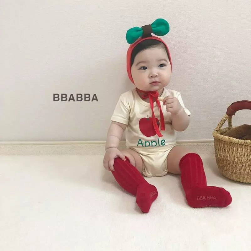 Bbabba - Korean Baby Fashion - #babygirlfashion - Mini Apple Bodysuit with Bonnet - 2