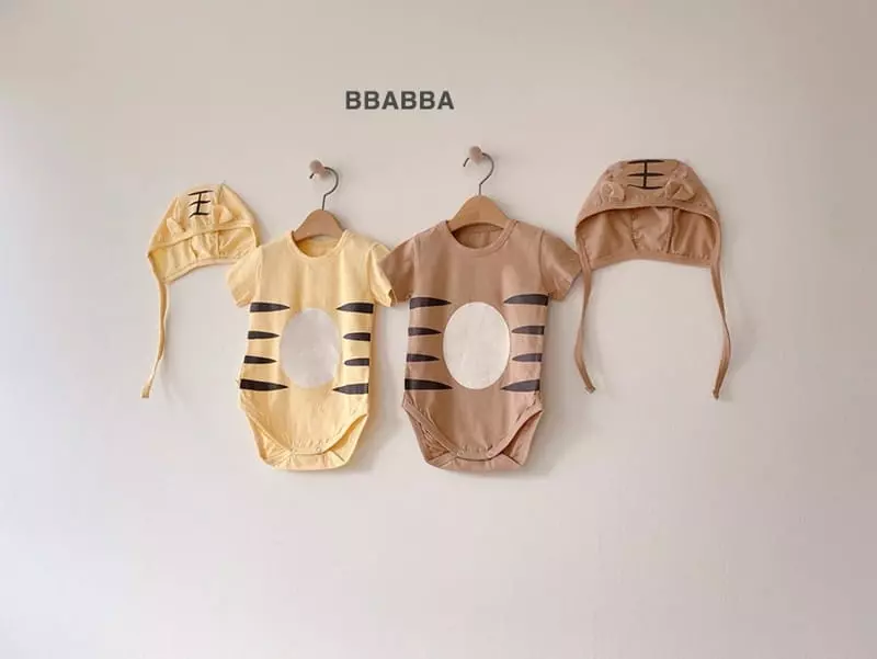 Bbabba - Korean Baby Fashion - #babyootd - Tiger Bodysuit with Bonnet - 6