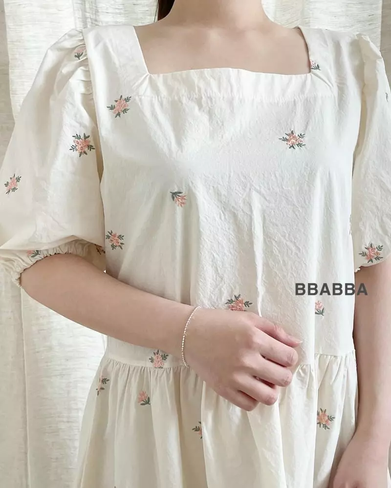 Bbabba - Korean Women Fashion - #womensfashion - Mom Rielar Embroidery One-piece
