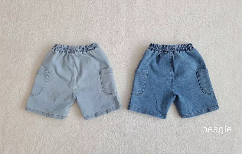Beagle - Korean Children Fashion - #discoveringself - I Love Span Denim Shorts - 3