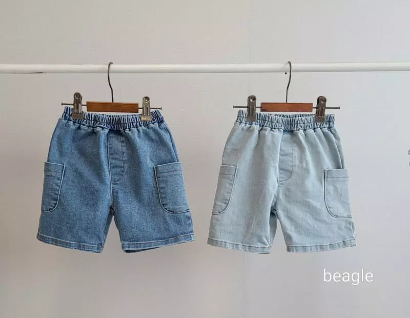 Beagle - Korean Children Fashion - #discoveringself - I Love Span Denim Shorts - 4