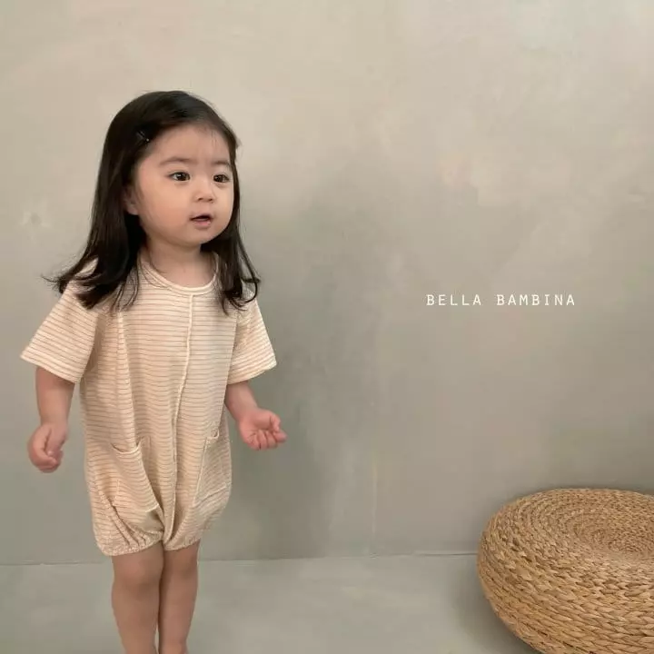 Bella Bambina - Korean Baby Fashion - #babyclothing - Bebe Stripes Pocket Bodysuit