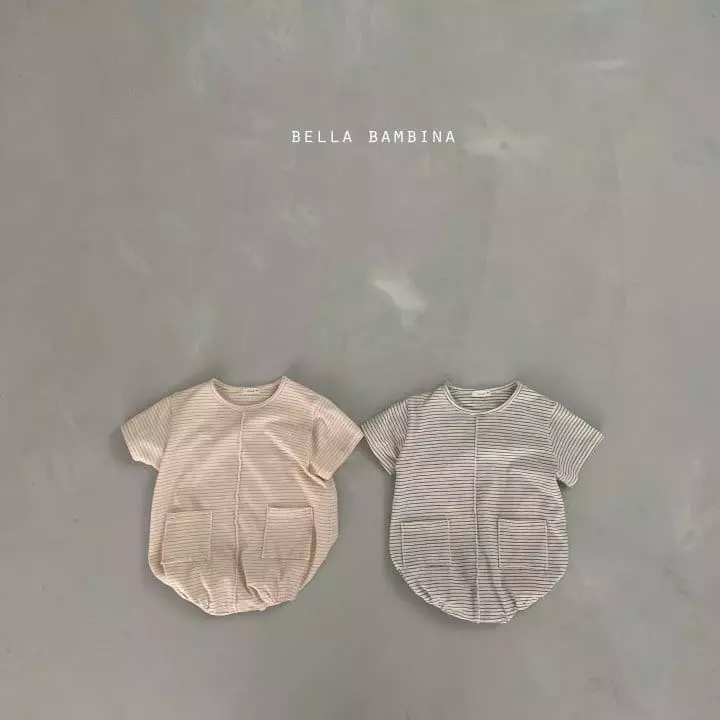 Bella Bambina - Korean Baby Fashion - #babyfashion - Bebe Stripes Pocket Bodysuit - 2