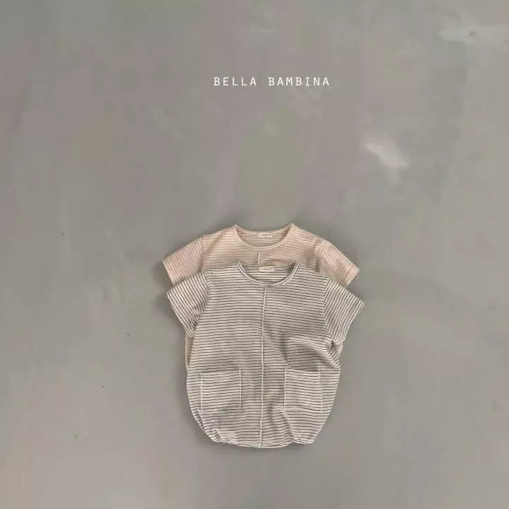 Bella Bambina - Korean Baby Fashion - #babyfever - Bebe Stripes Pocket Bodysuit - 3