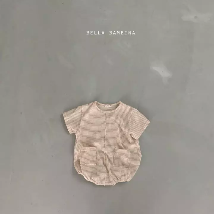 Bella Bambina - Korean Baby Fashion - #babyfever - Bebe Stripes Pocket Bodysuit - 4