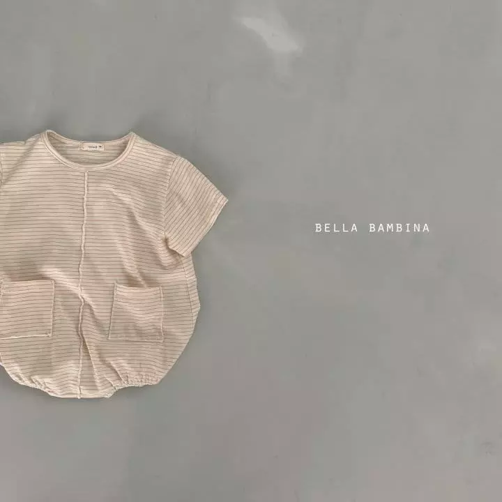 Bella Bambina - Korean Baby Fashion - #babylifestyle - Bebe Stripes Pocket Bodysuit - 5