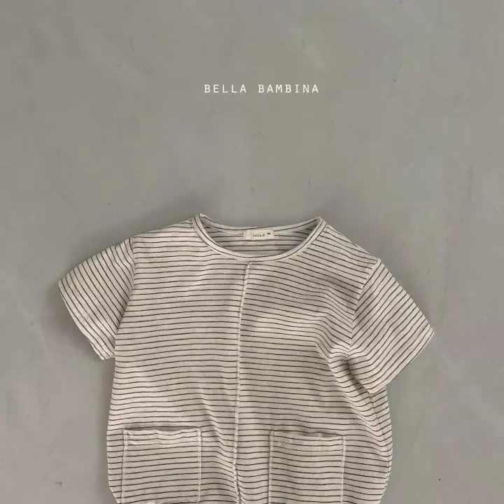 Bella Bambina - Korean Baby Fashion - #babyootd - Bebe Stripes Pocket Bodysuit - 7