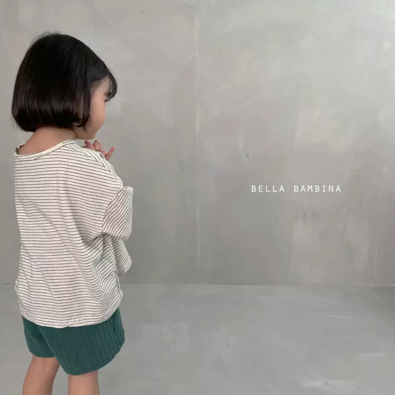 Bella Bambina - Korean Children Fashion - #kidsshorts - Slit Stripes Tee - 5