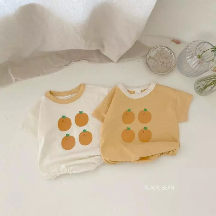 Black Bean - Korean Baby Fashion - #babyboutique - Orange Bodysuit - 2