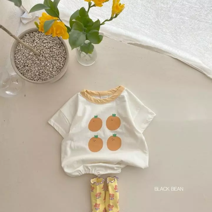 Black Bean - Korean Baby Fashion - #babyboutiqueclothing - Orange Bodysuit - 3