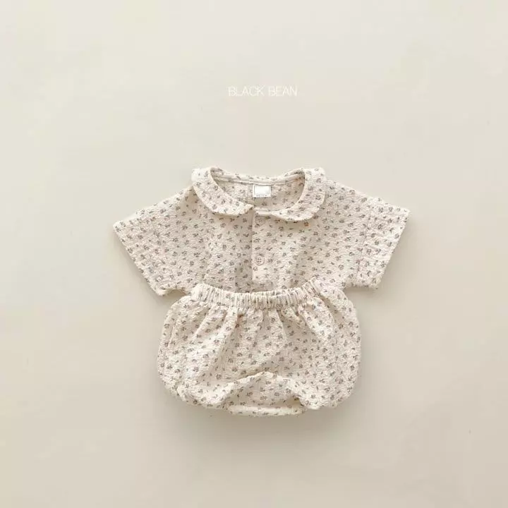Black Bean - Korean Baby Fashion - #babyfashion - Bebe Flower Leaf Top Bottom Set - 6