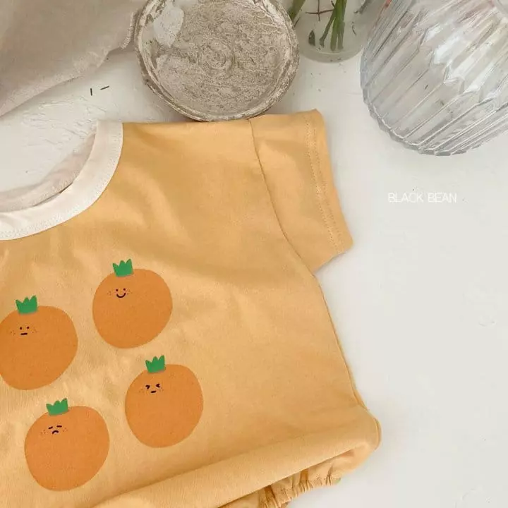 Black Bean - Korean Baby Fashion - #babyfever - Orange Bodysuit - 6