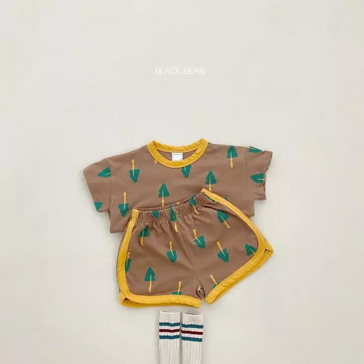 Black Bean - Korean Baby Fashion - #onlinebabyshop - Bebe Tree Top Bottom Set - 3